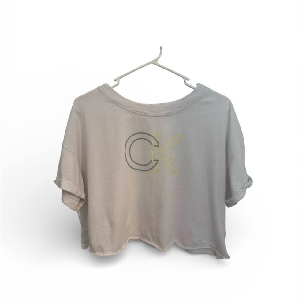 Calvin Klein White Crop Tee Size Large Woman’s